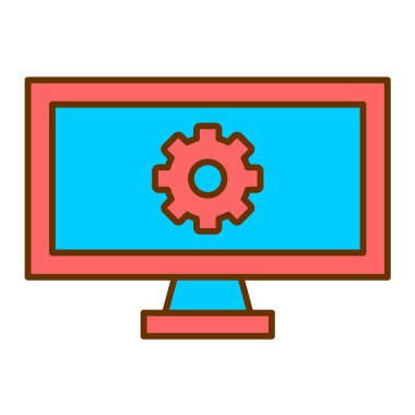 Ayarları ve vites vektör illüstrasyon tasarımlı bilgisayar monitörü