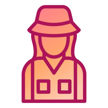 Şapka takan kadın, vektör illüstrasyon