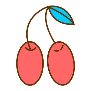 kiraz meyvesi ikonu vektör illüstrasyon grafik tasarımı