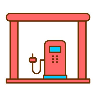 Benzin istasyonu ikon vektörü. İnce çizgi işareti. izole edilmiş sınır sembolü çizimi