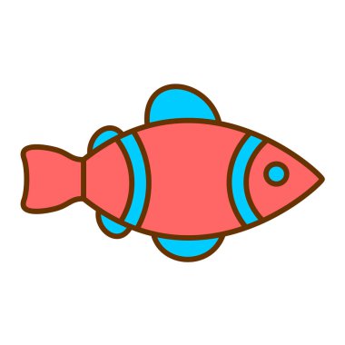 Şirin balık simgesi vektör çizimi