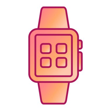 Beyaz arkaplanda saat simgesine sahip smartwatch, vektör illüstrasyonu