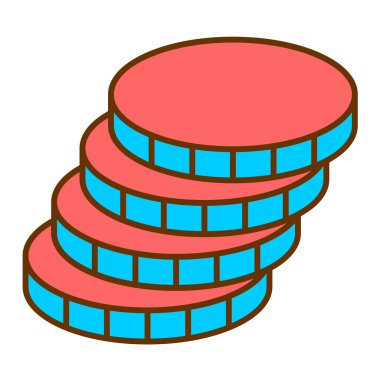 Sikkeler yığın ikon vektörü. Bitcoin işaretinin izometrik çizimi. Beyaz arkaplanda izole edilmiş sembol.