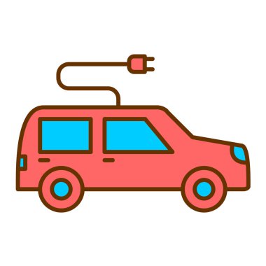 Elektrikli araba. Vektör illüstrasyonu