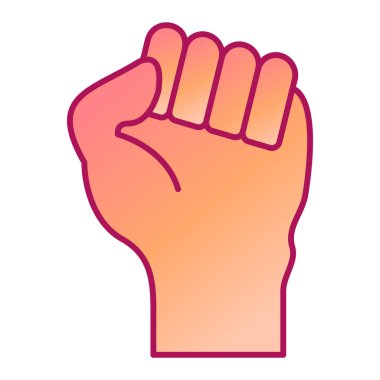 Yumruk simgesini tutan el. İzole ve düz çizim. vektör grafiği