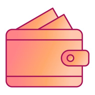 Beyaz arkaplan üzerinde para simgesi olan cüzdan, satır biçimi, vektör illüstrasyonu