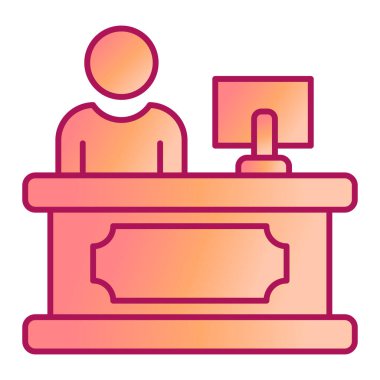 Otel odası ikon vektörü. Ofis koltuğu tabelası. izole edilmiş sınır sembolü çizimi