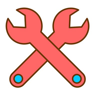 İngiliz anahtarı ve tornavida ikonu. vektör illüstrasyonu