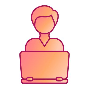 Dizüstü bilgisayarı ve defter vektör çizimi olan kadın