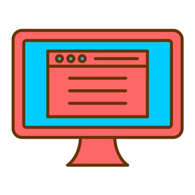 Ekranlı bilgisayar monitörü. vektör illüstrasyonu