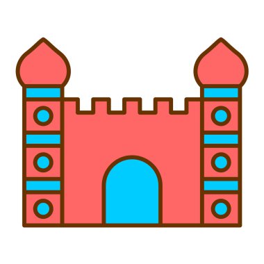Şato ikonu inşa etmek. karikatür eski kale evi vektör çizimi. beyaz arkaplanda izole
