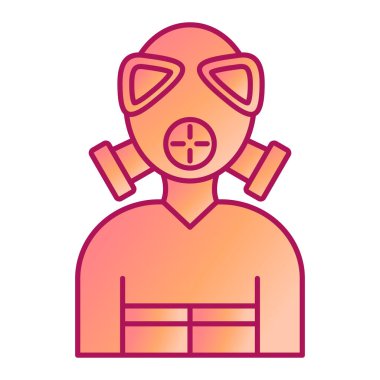 Maskeli ve yüzünde koruyucu kask vektör çizimi olan bir adam.