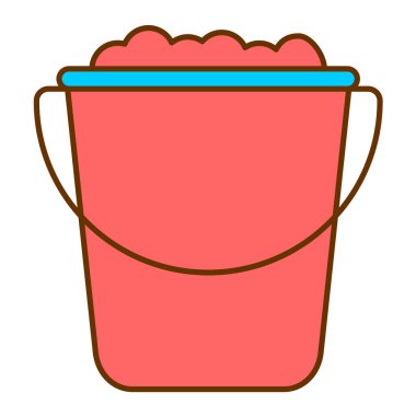 Kova ikonu. Web için ot vektör simgelerini sulamanın basit bir illüstrasyonu