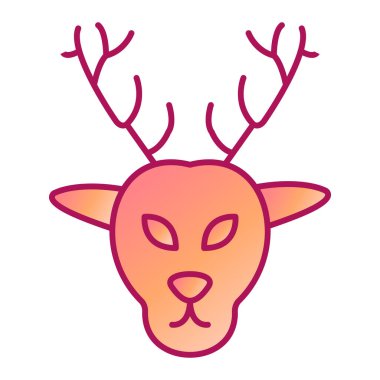 Geyik kafası ikonu. Web için ren geyiği vektör simgelerinin özet çizimi