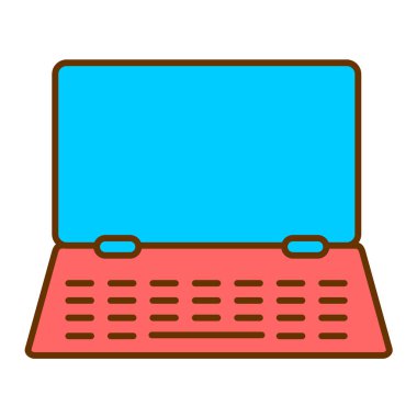 dizüstü bilgisayarı ve mavi arkaplanı var.