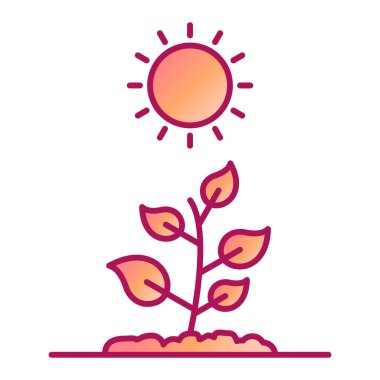 Yapraklı çiçek ve güneş vektör çizimi tasarımı