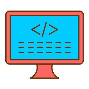 Bilgisayar monitörü simgesi. vektör illüstrasyonu