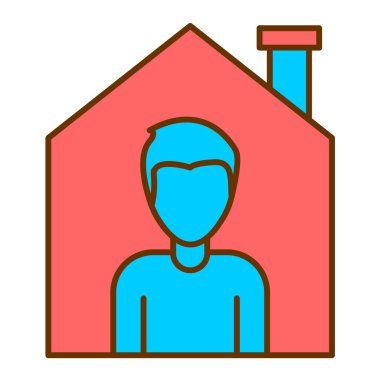 Şapkalı ve evi olan bir adam.