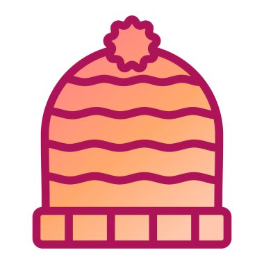 kış şapka vektörü düz renk simgesi