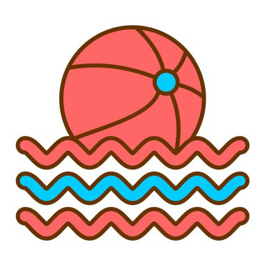 Plaj topu ikonu vektörü. Deniz yaz tatili sembolü. izole edilmiş sınır çizimi