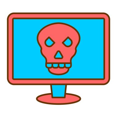 kafatası ve çapraz kemikli vektör çizimi dizaynlı bilgisayar monitörü