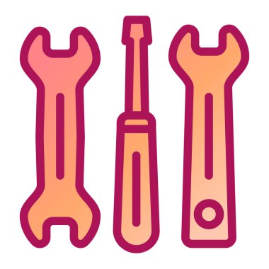 İngiliz anahtarı ve tornavida araçları ikon vektör illüstrasyon grafik tasarımı