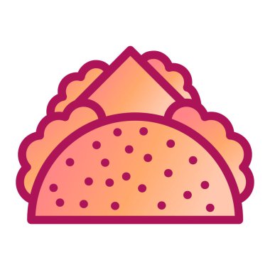 Beyaz arkaplan üzerinde pizza simgesi olan taco, satır biçimi, vektör illüstrasyonu