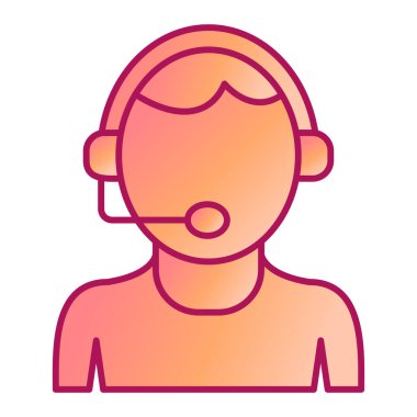 Kulaklık çizgisi simgesi olan çağrı merkezi çalışanı