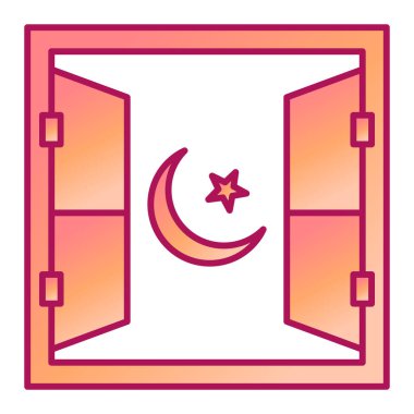 Pencere simgesi düz tasarım. Vektör illüstrasyonu