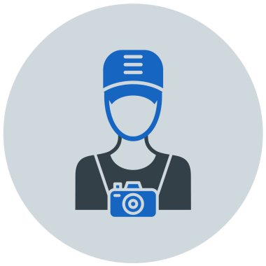 Kamera simgesine sahip modern insanın vektör çizimi