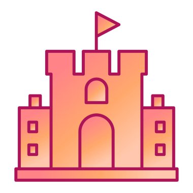 Şato kulesi ikonu. Beyaz arkaplanda izole edilmiş web tasarımı için vektör simgeleri oluşturulmasının basit bir gösterimi