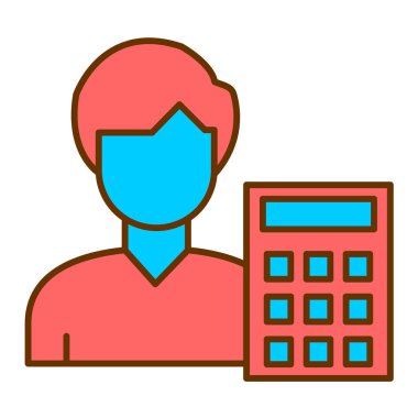 Hesap makinesi çizgisi vektör çizimine sahip bir adam