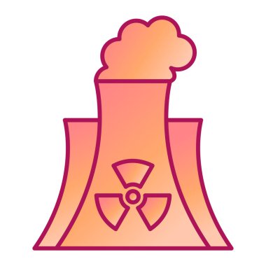 Nükleer enerji santrali ikon vektör çizimi tasarımı