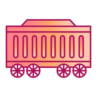 Tren vagonu ikonu. Demiryolu vektörünün özet çizimi ve doldurma biçimi.