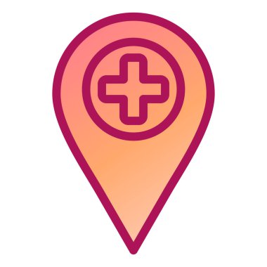 Hastane pin simgesi vektör illüstrasyonu