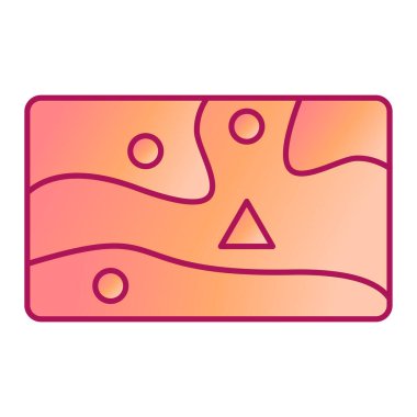 Güzel bir deseni olan kırmızı ve beyaz kare bir simgenin çizimi