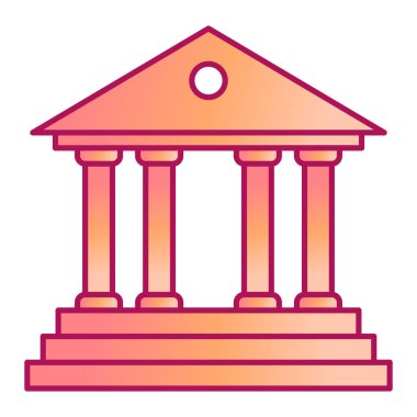 Banka binası ikonu. Mahkeme vektör sembolü web tasarımının düz çizimi
