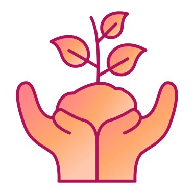 Yaprak çizimi olan bir bitkiyi tutan el.