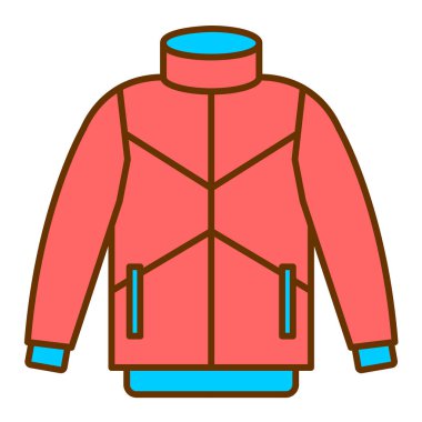 Kışlık ceket ikonu. Web tasarımı için kıyafet vektör sembolünün basit bir gösterimi