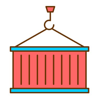 kargo konteynırı simgesi. Web için vinç vektör simgelerinin özet çizimi