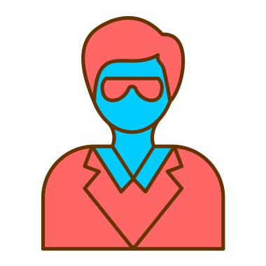 Maske ikonlu adam. Ana hatlarıyla Doktor Avatar vektör çizimi. izole edilmiş sembol.