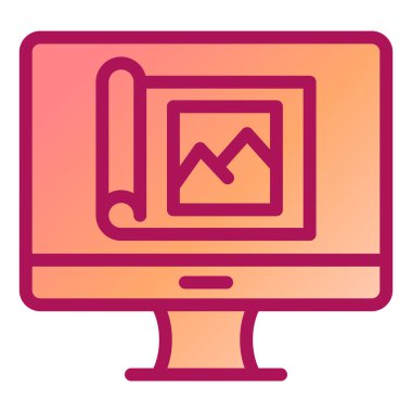 Monitör. Web simgesi basit illüstrasyon