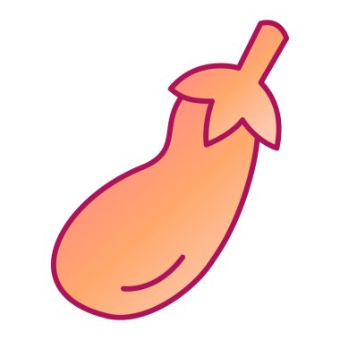 Taze sebze ikonu. Patlıcan vektör çiziminin karikatürü. beyaz arkaplanda izole