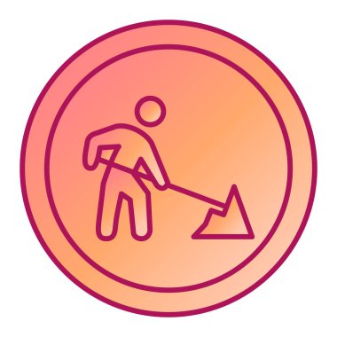 Elinde kürek olan bir adamın vektör çizimi