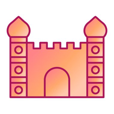Şato kulesi ikonu. Web için ortaçağ inşa vektör simgelerinin basit illüstrasyonu
