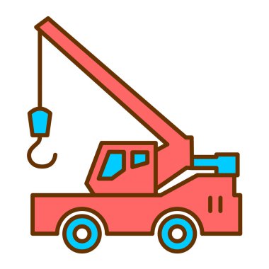 Beyaz arkaplan üzerinde vinç ve kanca simgesi, çizgi biçimi, vektör illüstrasyonu