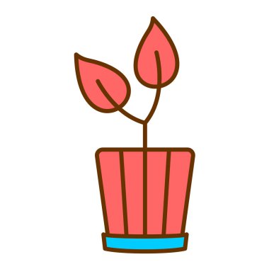 Yapraklı bitki kabı vektör illüstrasyon tasarımı