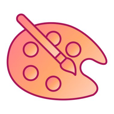 Boya fırçası ve kırmızı pastel boya ile palet