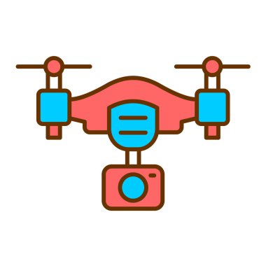 İHA vektör simgesi. Düz çizim. 10 saniye.