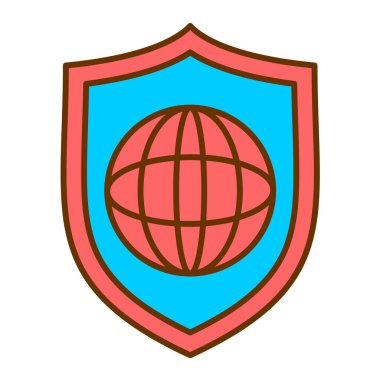 Küresel simge vektör illüstrasyon tasarımlı kalkan